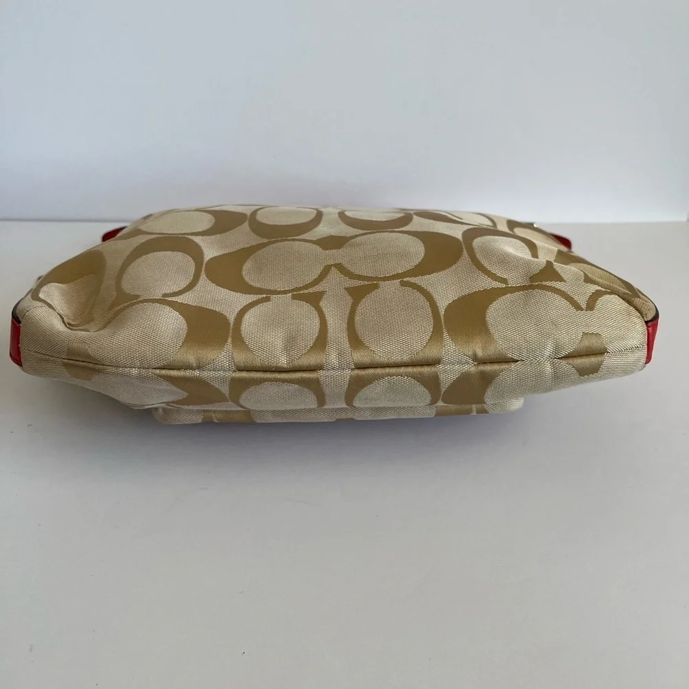 COACH Legacy Signature Courtney Hobo Bag Khaki Coral Large